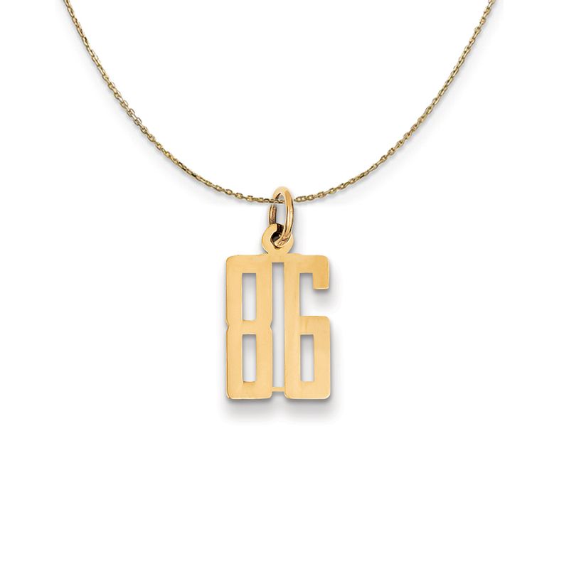 14k Yellow Gold, Alumni Small Elongated Number 86 Necklace - 20 Inch
